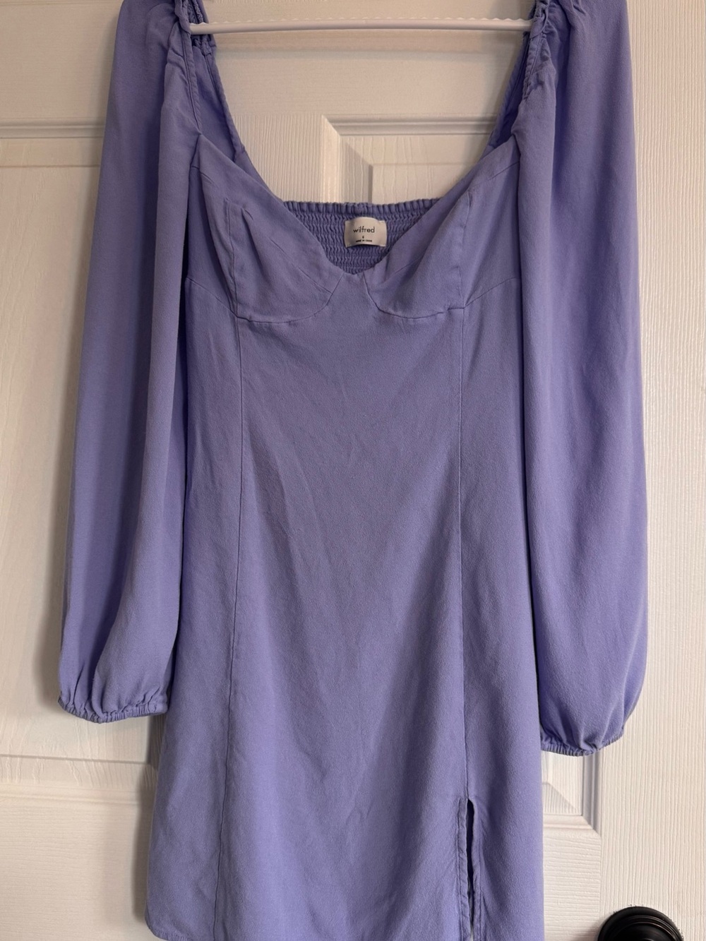 Aritzia Periwinkle Lavender Double Lined Long-Sleeve Mini Dress